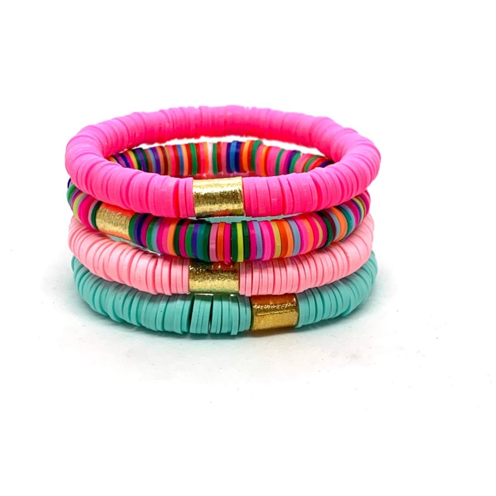 African vinyl beaded bracelets -set of 4!